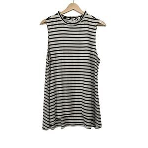 Cato Ruffle Collar Sleeveless Striped Blouse